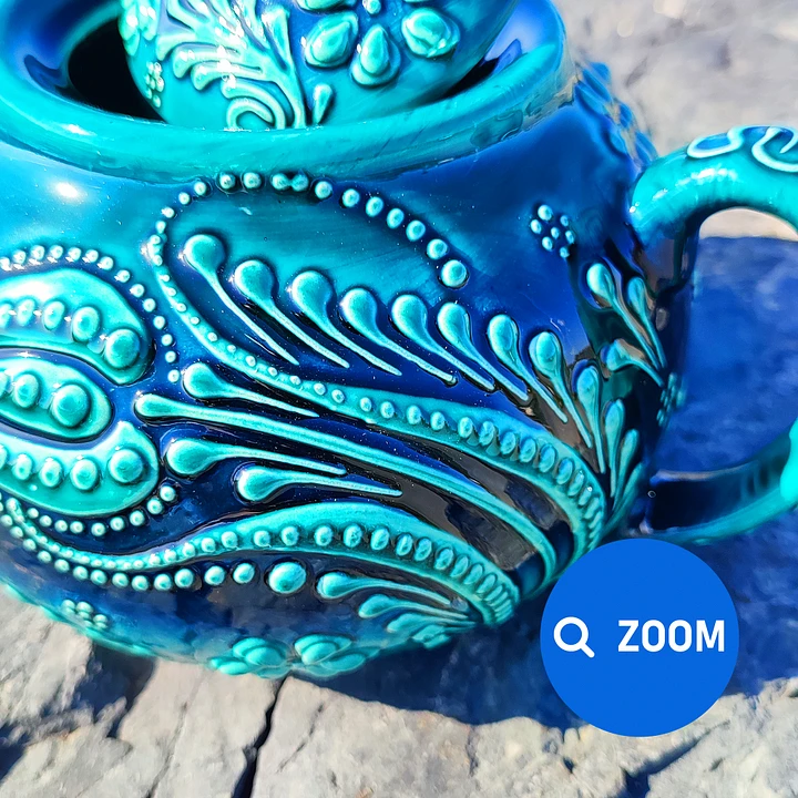 Handcrafted Ceramic Turquoise Teapot – Unique Artisanal Pottery for Tea Lovers product image (2)